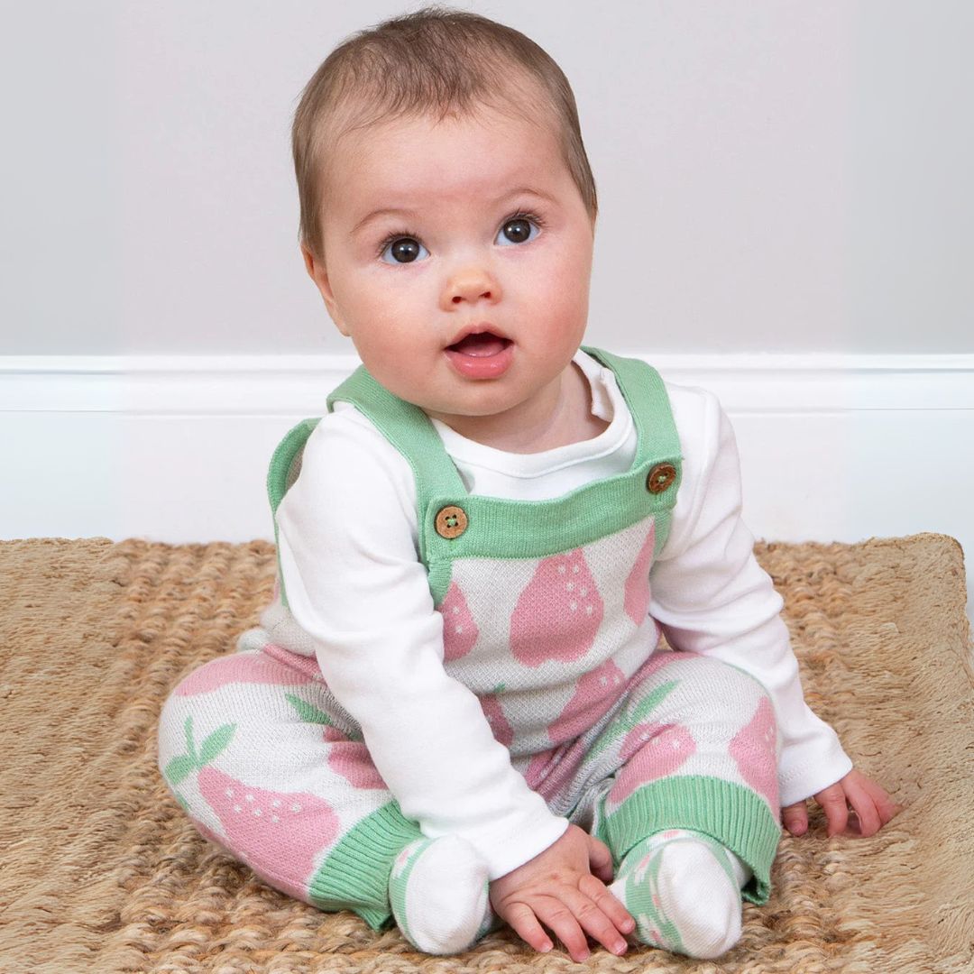 Baby girl in pear outfit