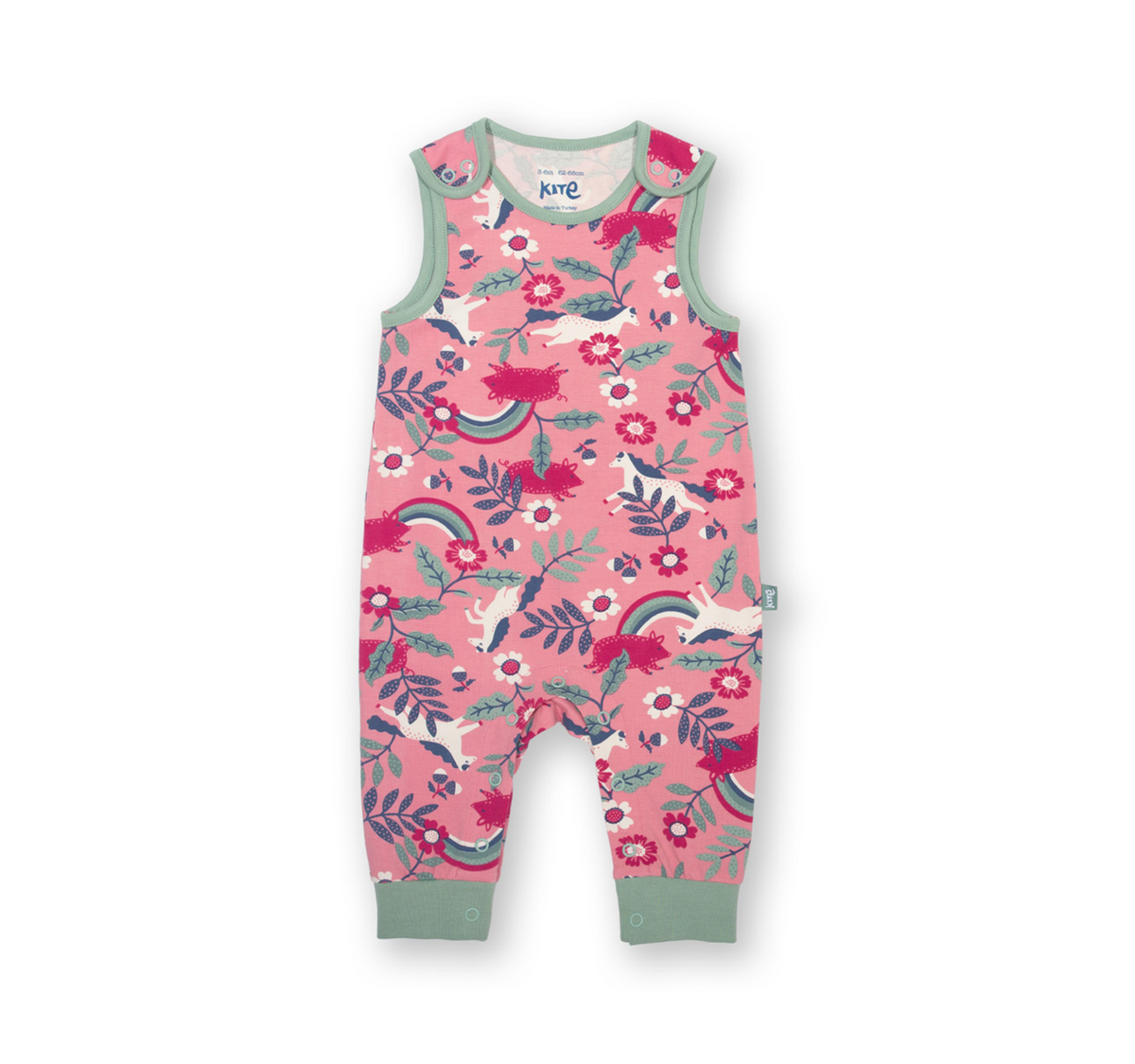 Pink dungarees with horses and flowers