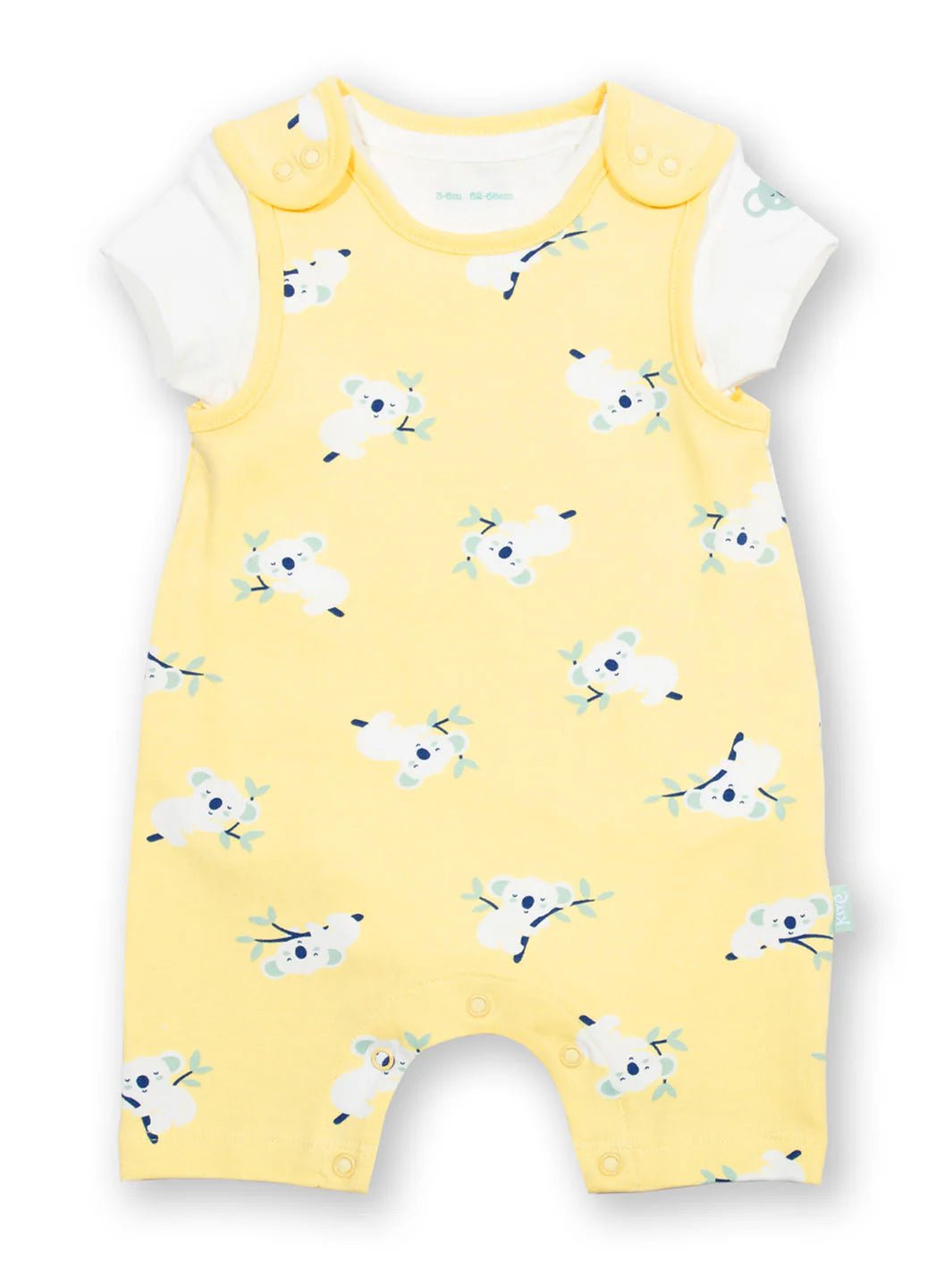 Yellow romper with airplane pattern on a white background