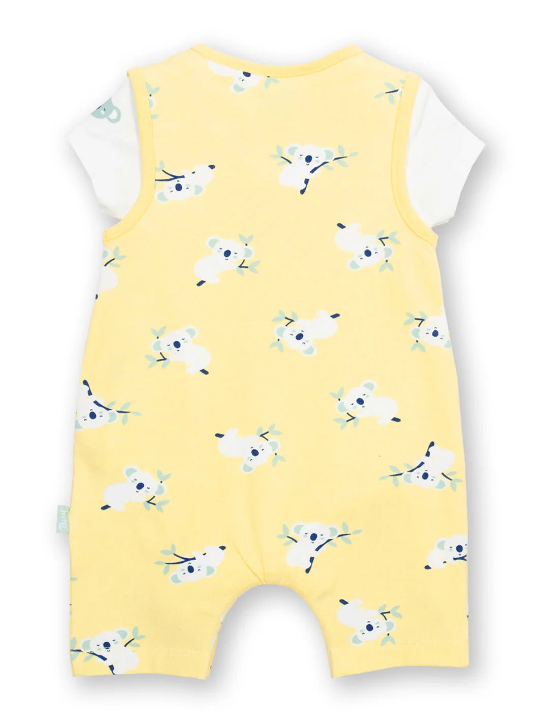 Yellow romper with airplane pattern on a white background