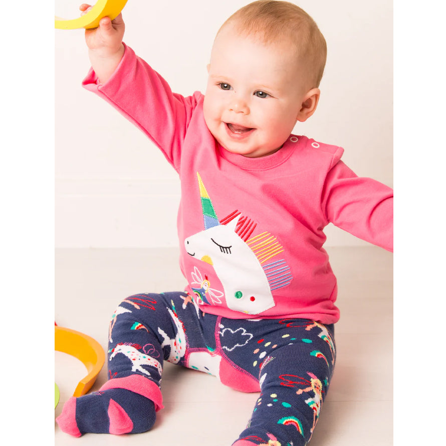 Frugi Organic Lia Appllique Top - Mid Pink/Piskie