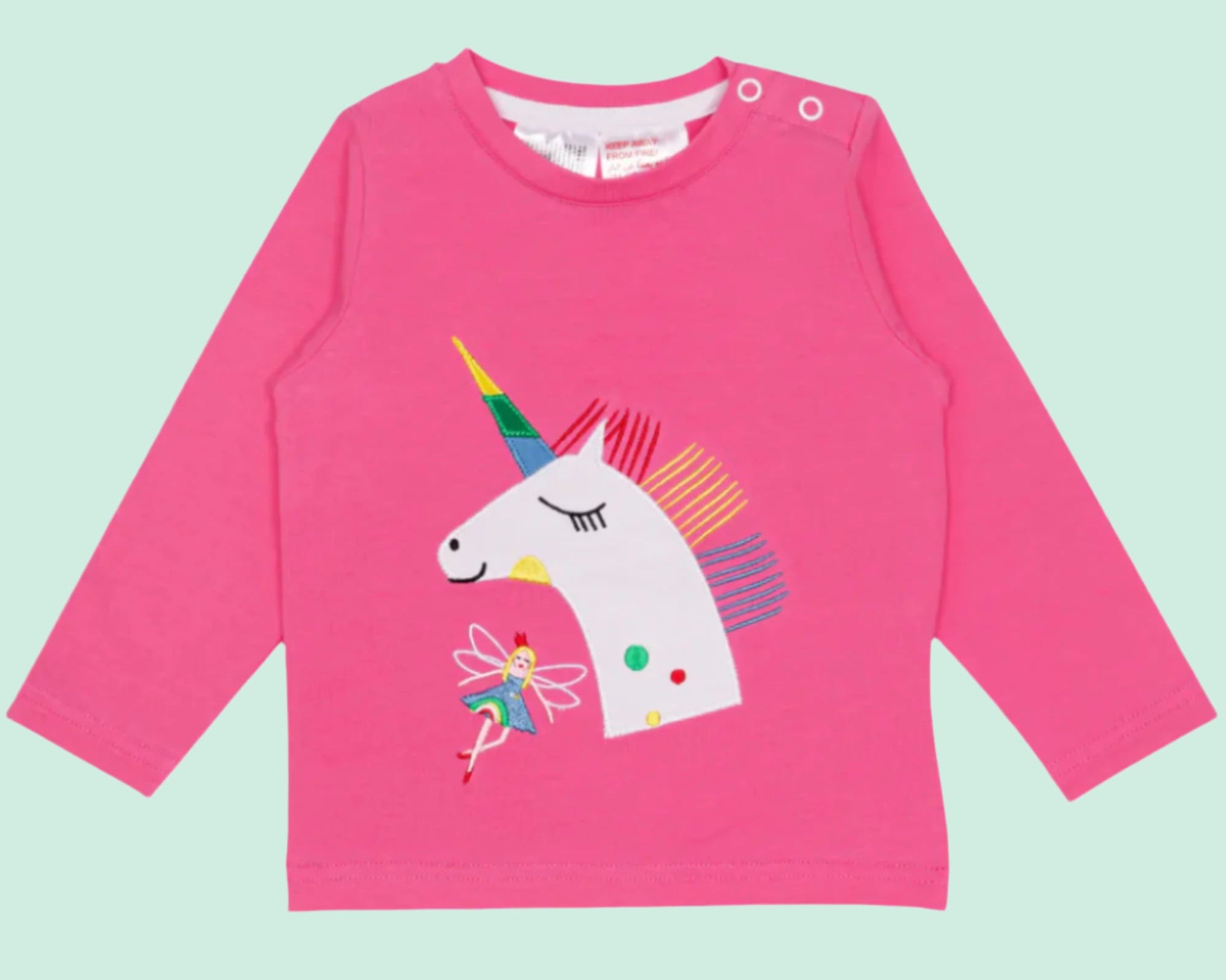 Frugi Organic Lia Appllique Top - Mid Pink/Piskie