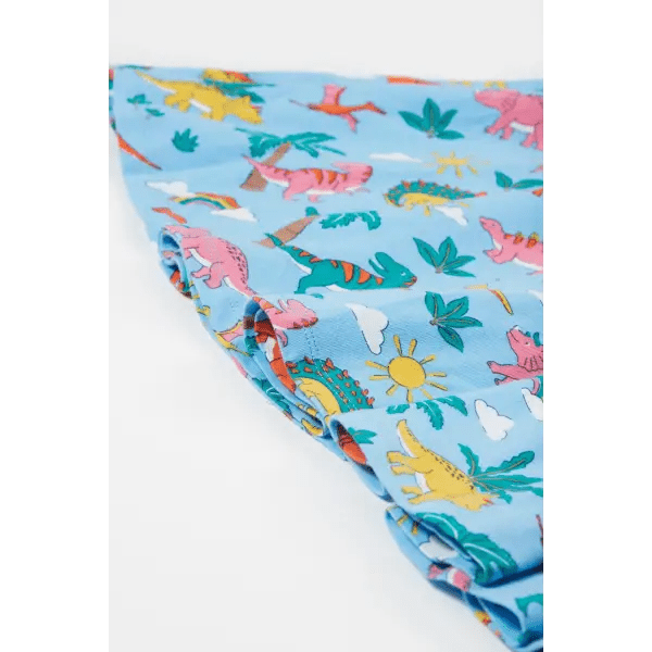 Frugi Bluebird Dinoland Sunshine Skater Dress Certified Organic Cotton - Dresses