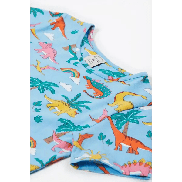 Frugi Bluebird Dinoland Sunshine Skater Dress Certified Organic Cotton - Dresses