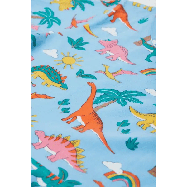 Frugi Bluebird Dinoland Sunshine Skater Dress Certified Organic Cotton - Dresses