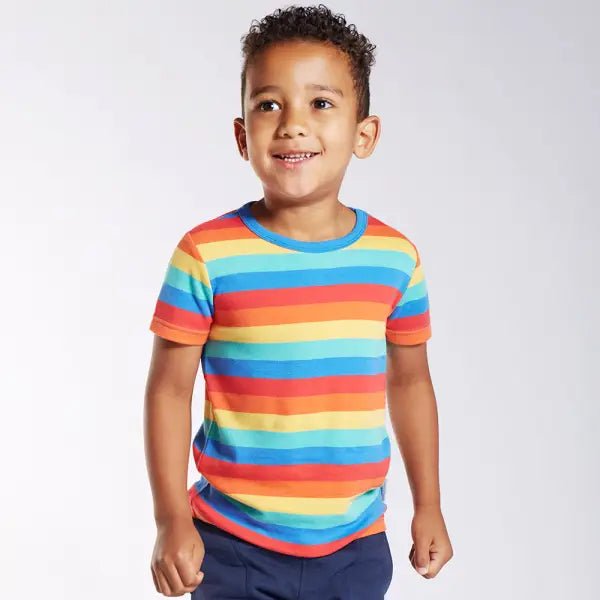 Frugi Organic Favourite Rainbow Stripe T-Shirt - T-shirts