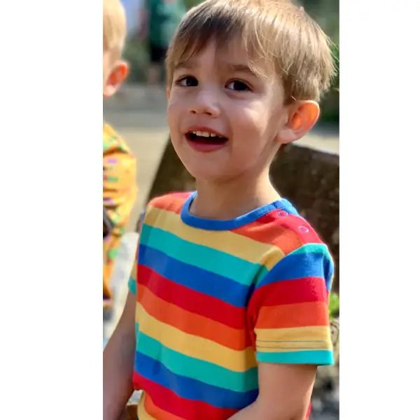 Frugi Organic Favourite Rainbow Stripe T-Shirt - T-shirts