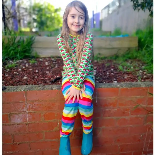 Frugi Organic Libby Leggings Foxglove Rainbow Stripe - Leggings