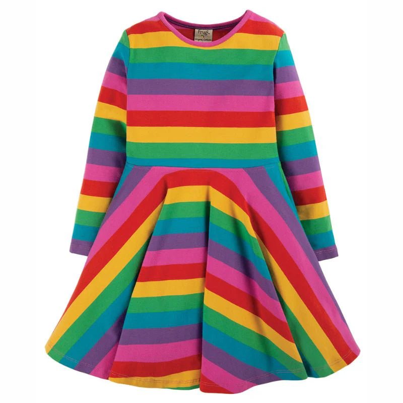 Colorful striped dress on a white background