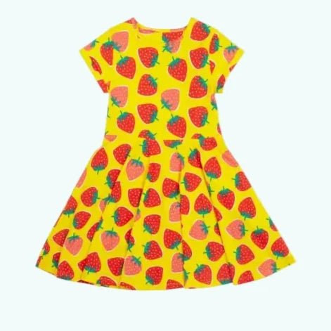 Frugi Spring Skater Dress Organic Cotton Strawberry Patch Twirly Skirt - Dresses