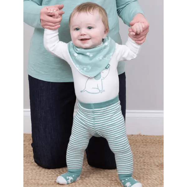 Kite Elephant Intarsia Leggings Spruce Green Stripe - Leggings