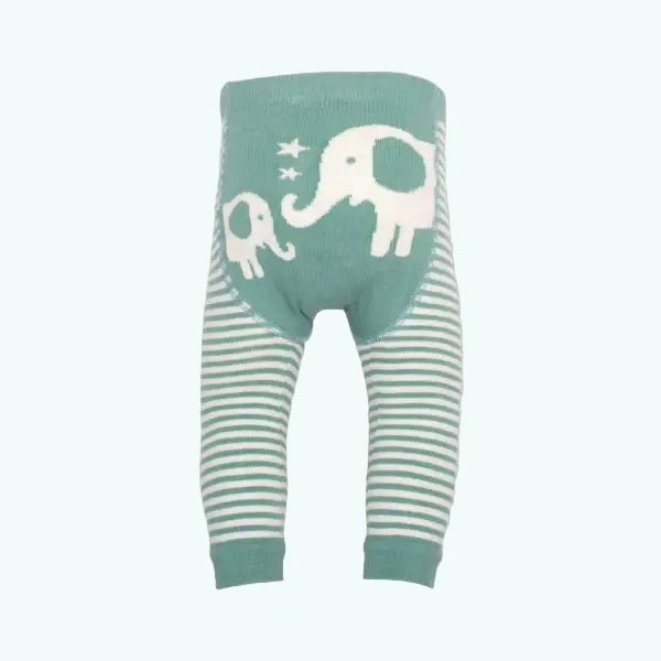 Kite Elephant Intarsia Leggings Spruce Green Stripe - Leggings