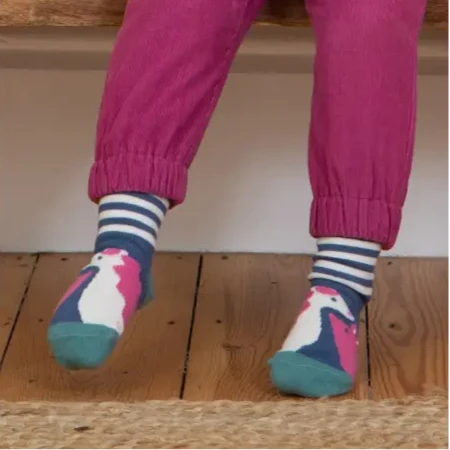 Organic Cotton Socks Super-Soft Pink Stripes Designs - Socks
