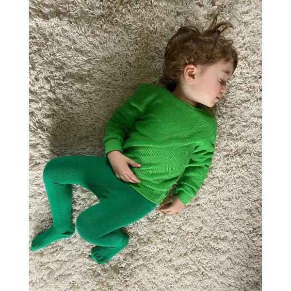 Slugs & Snails Emerald Green Organic Cotton Kids Tights - Tights