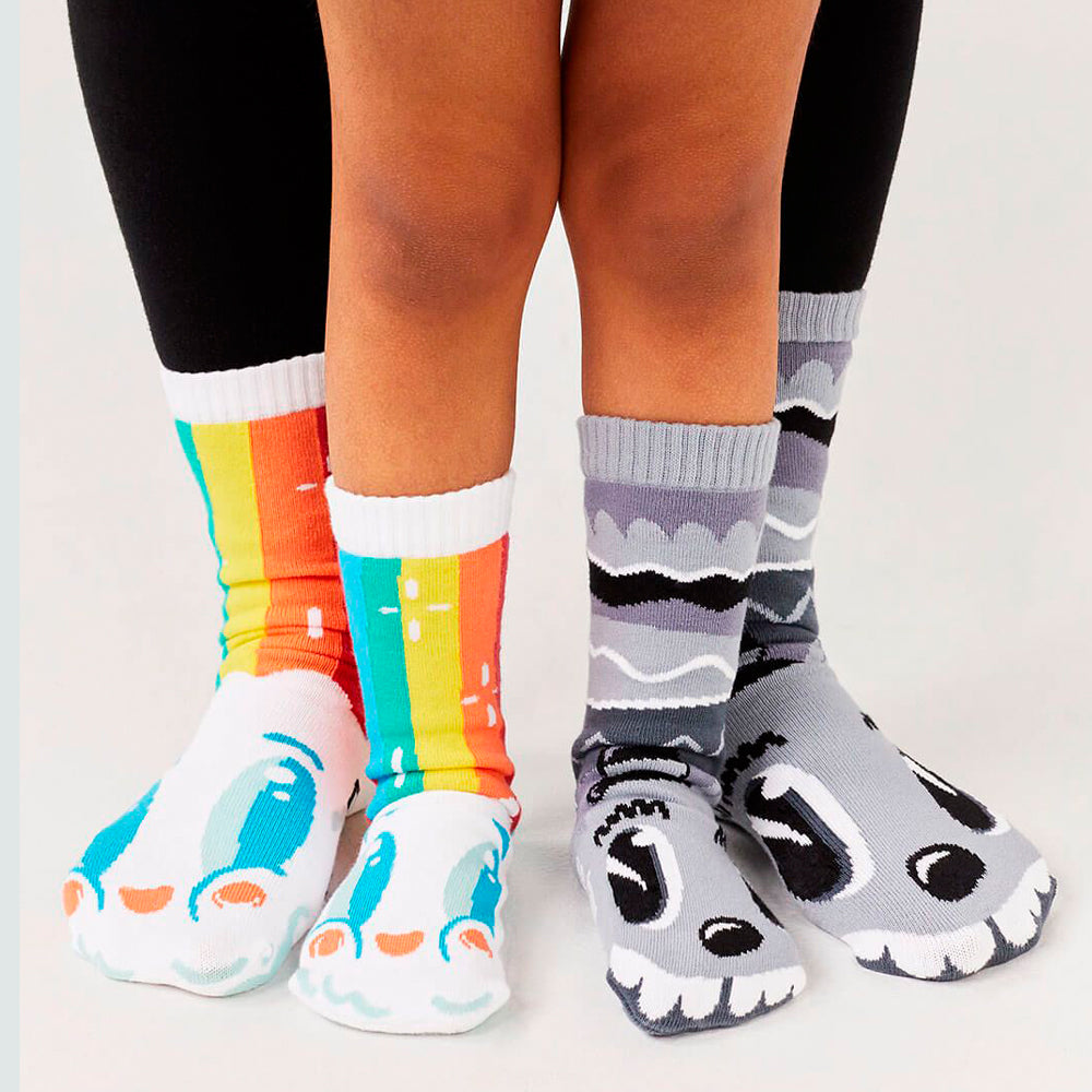 Pals Socks - Rainbow Face & Mr Gray - Kids collectible mismatched socks
