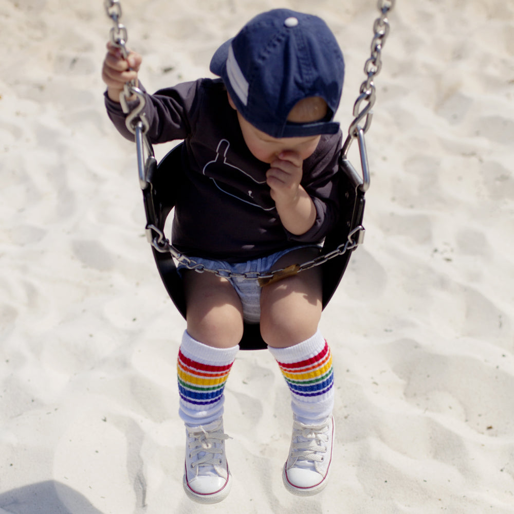 10" Baby/toddler Rainbow Striped Tubes - 1 by Pride Socks, socks, Pride Socks, Baby goes Retro - Baby goes Retro