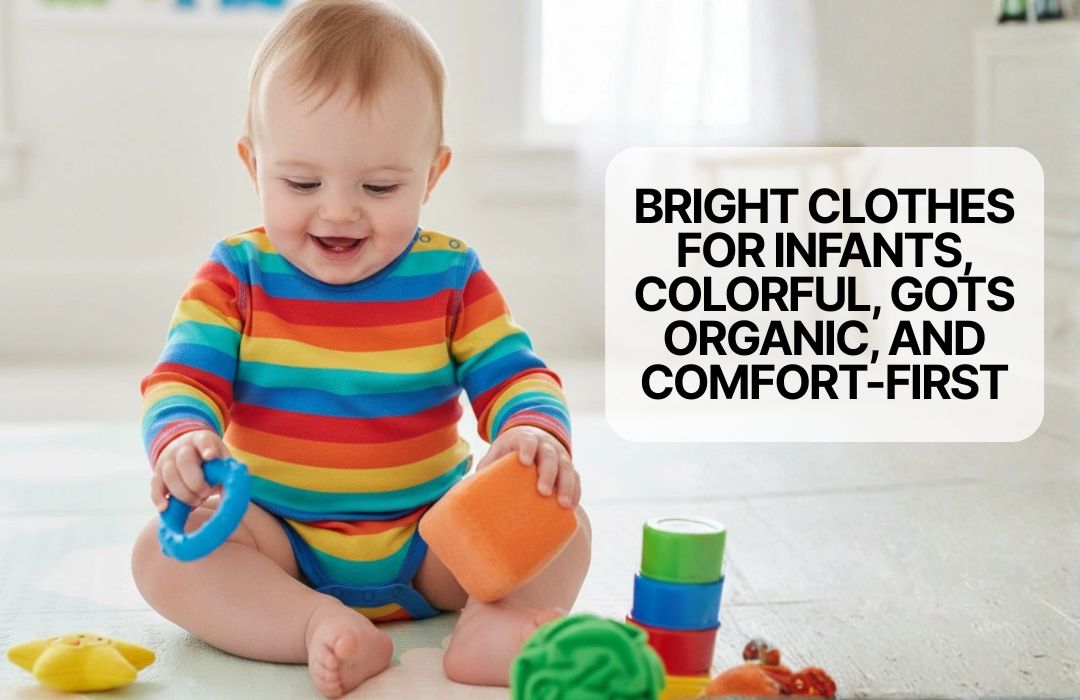 infant wearing bright organic clothes