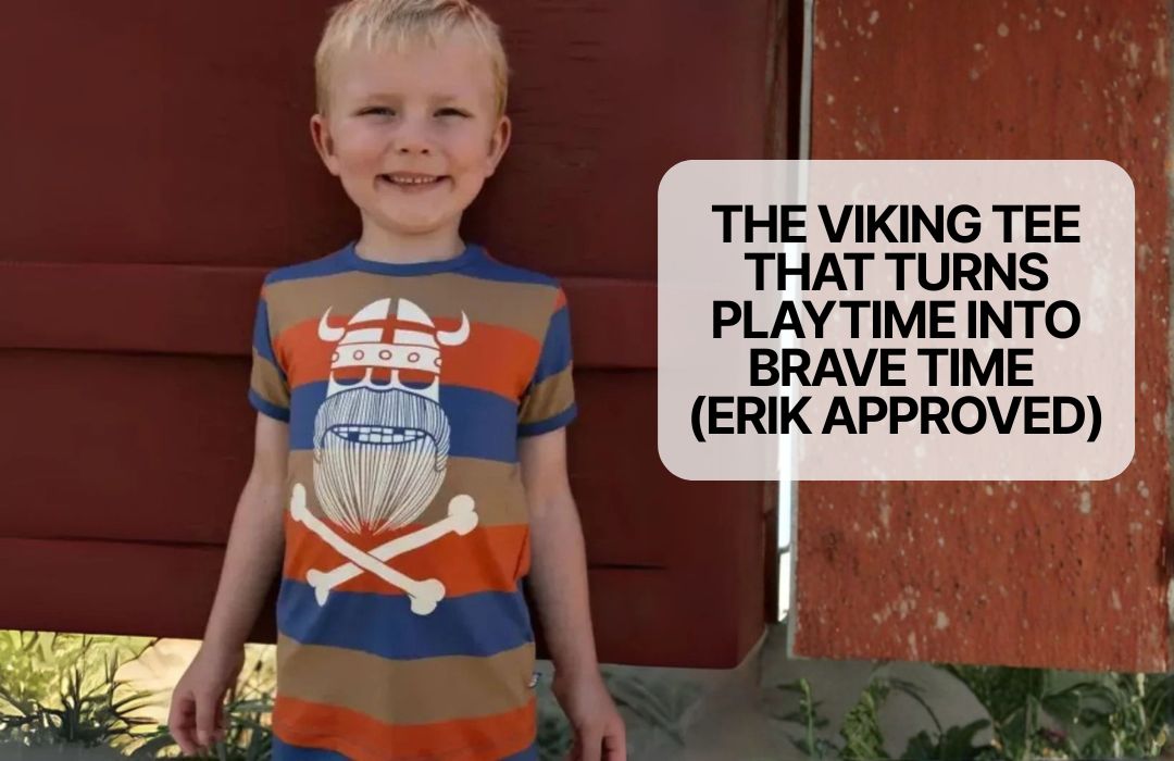 Boy wearing a danefae viking tee
