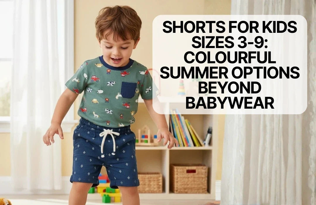 Boy wearing organic shorts