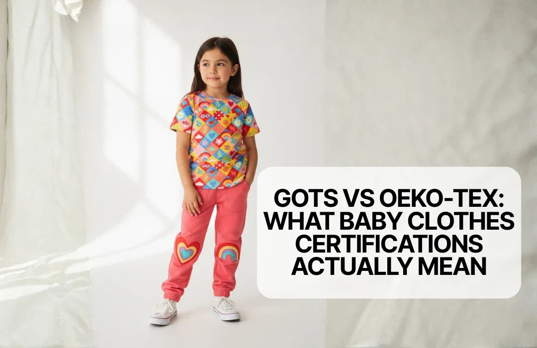 Girl wearing bright organic clothes