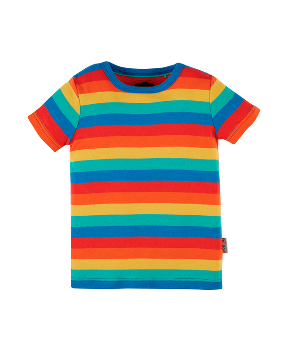 Frugi Organic Favourite s/s Tee - Rainbow Stripe Frugi T-shirts
