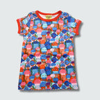 A short-sleeve kids' t-shirt with a colorful jellyfish pattern