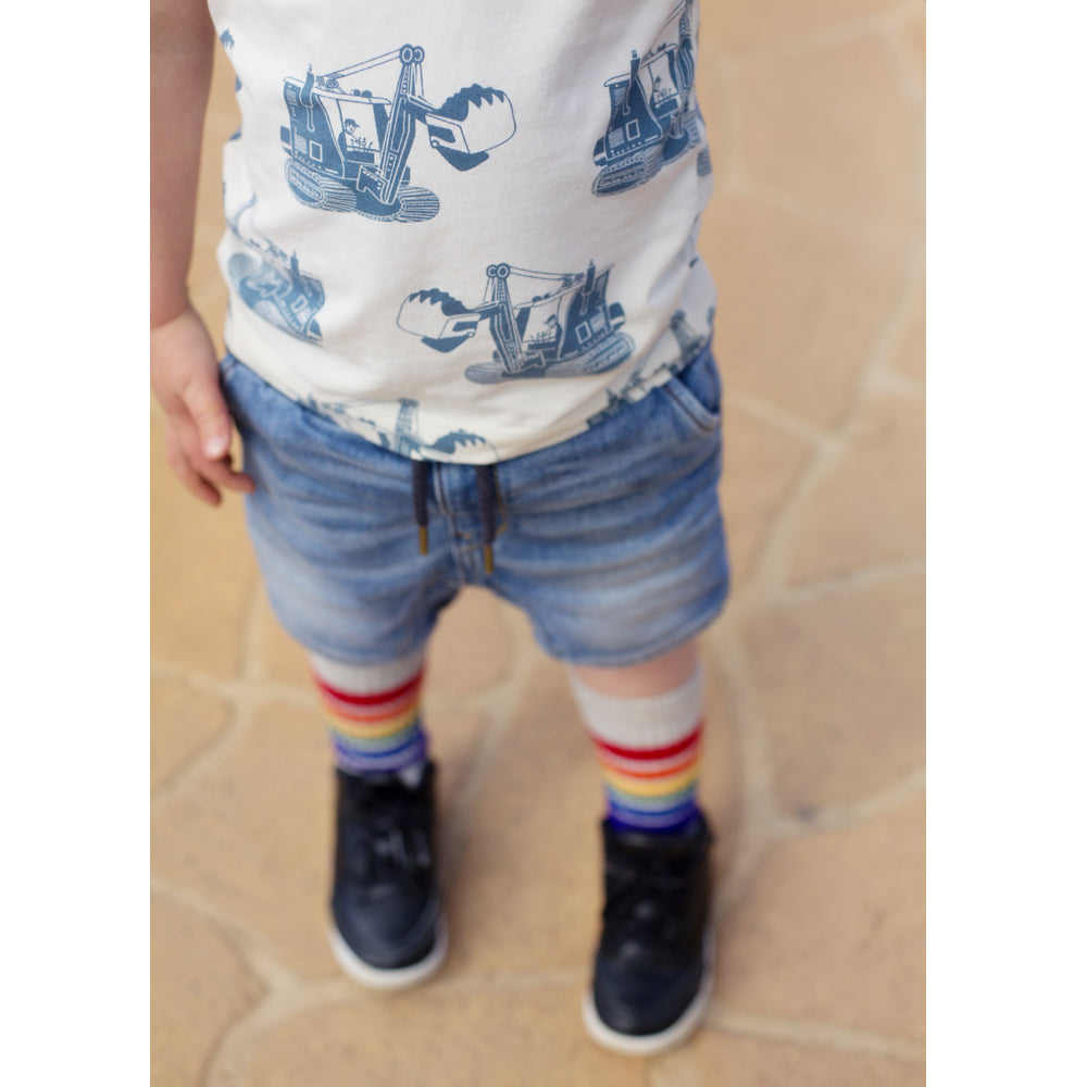 10’’ Baby/toddler Rainbow Striped Tubes - Grey - Socks