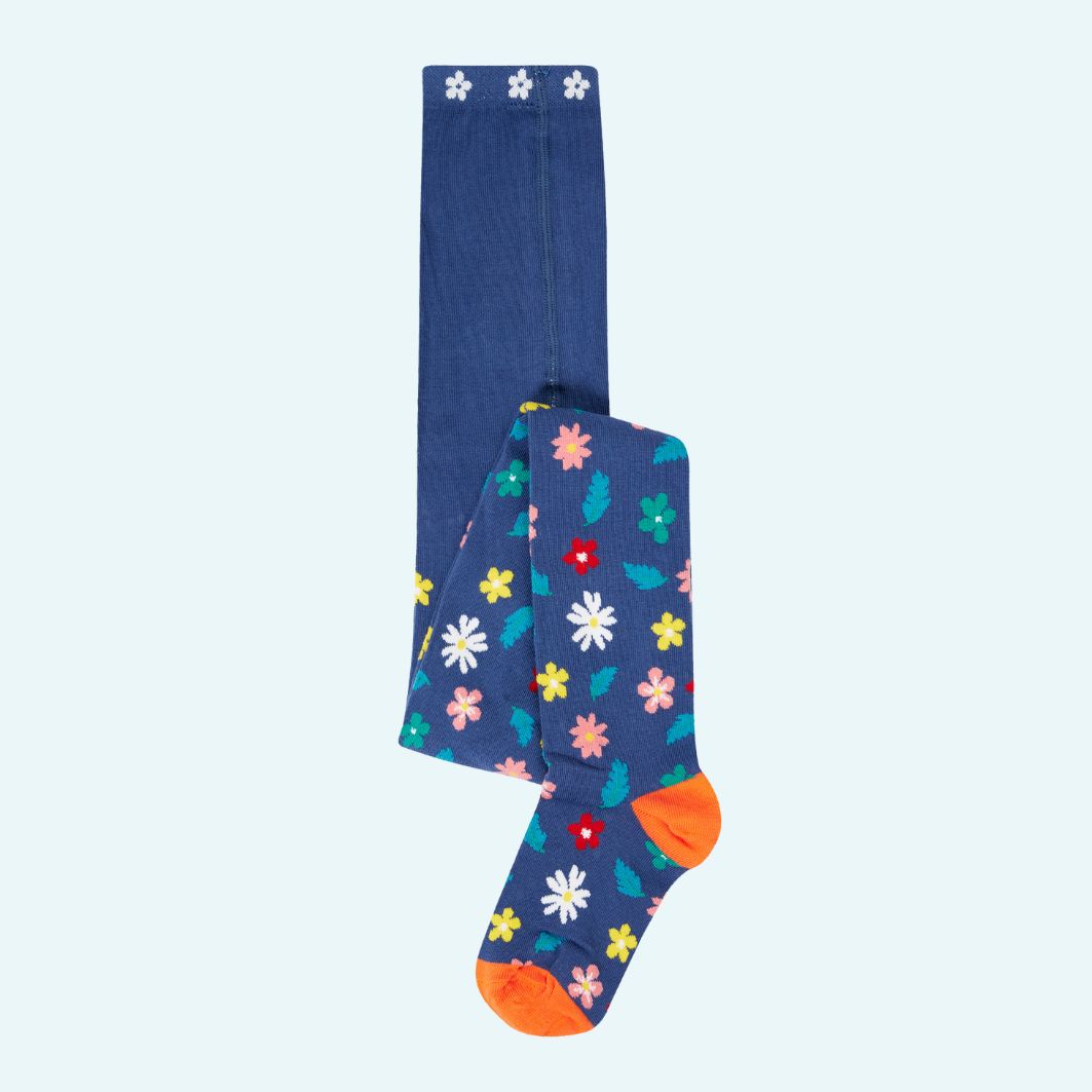 Frugi Norah Tights - Navy/Flowers