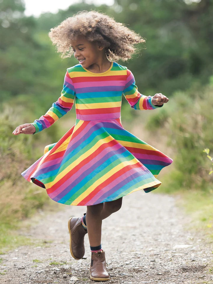 Frugi Rainbow Stripe Skater Dress