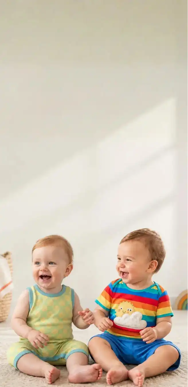 two babies wearing baby clothes and inant clothes