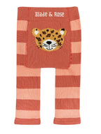 Striped leggings with a jaguar face patch and 'Blade & Rose' branding on a white background
