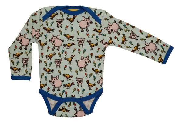Duns Sweden | Pigs and Chicks l/s bodysuit | Heavenly Pink - Blushing Bride Accent