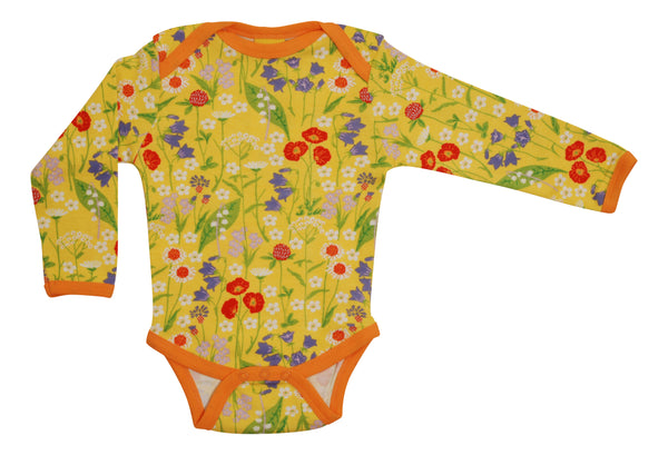 Duns Sweden |Midsummer Flower l/s Bodysuit |Snapdragon Yellow - Blazing Orange Accent