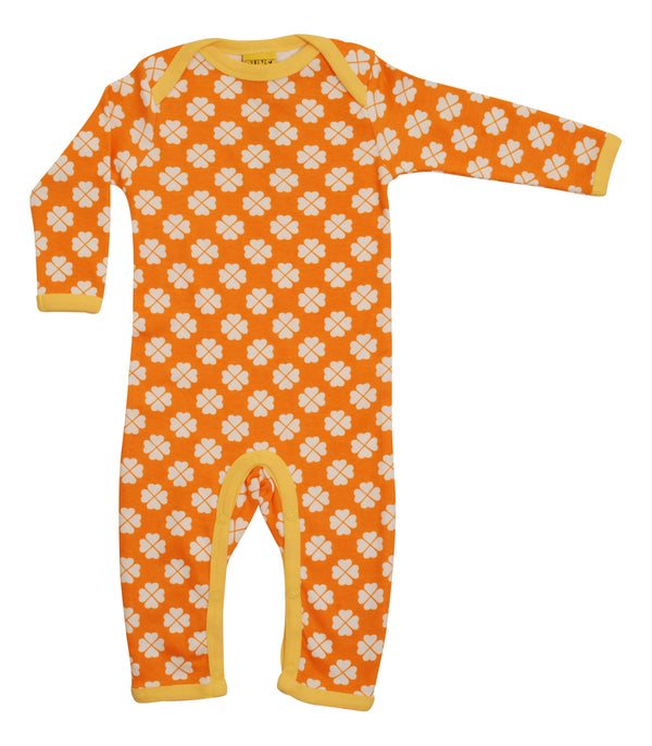 Duns Sweden | Clover l/s Bodysuit |Blazing Orange - Snapdragon Yellow Accent