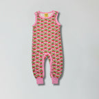 Lilac chiffon radish print organic cotton infant dungarees for babies and toddlers — Baby Goes Retro