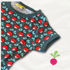 Children's tank top with red and green pattern on a white background