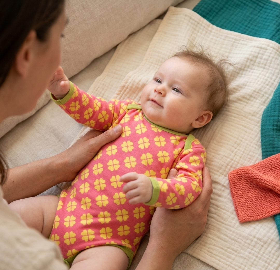 DUNS Sweden bodysuit in organic bright color for babies