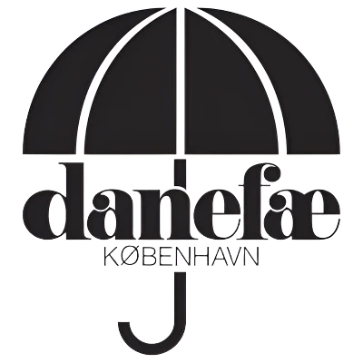 Logo of Danefae København with an umbrella design on a white background