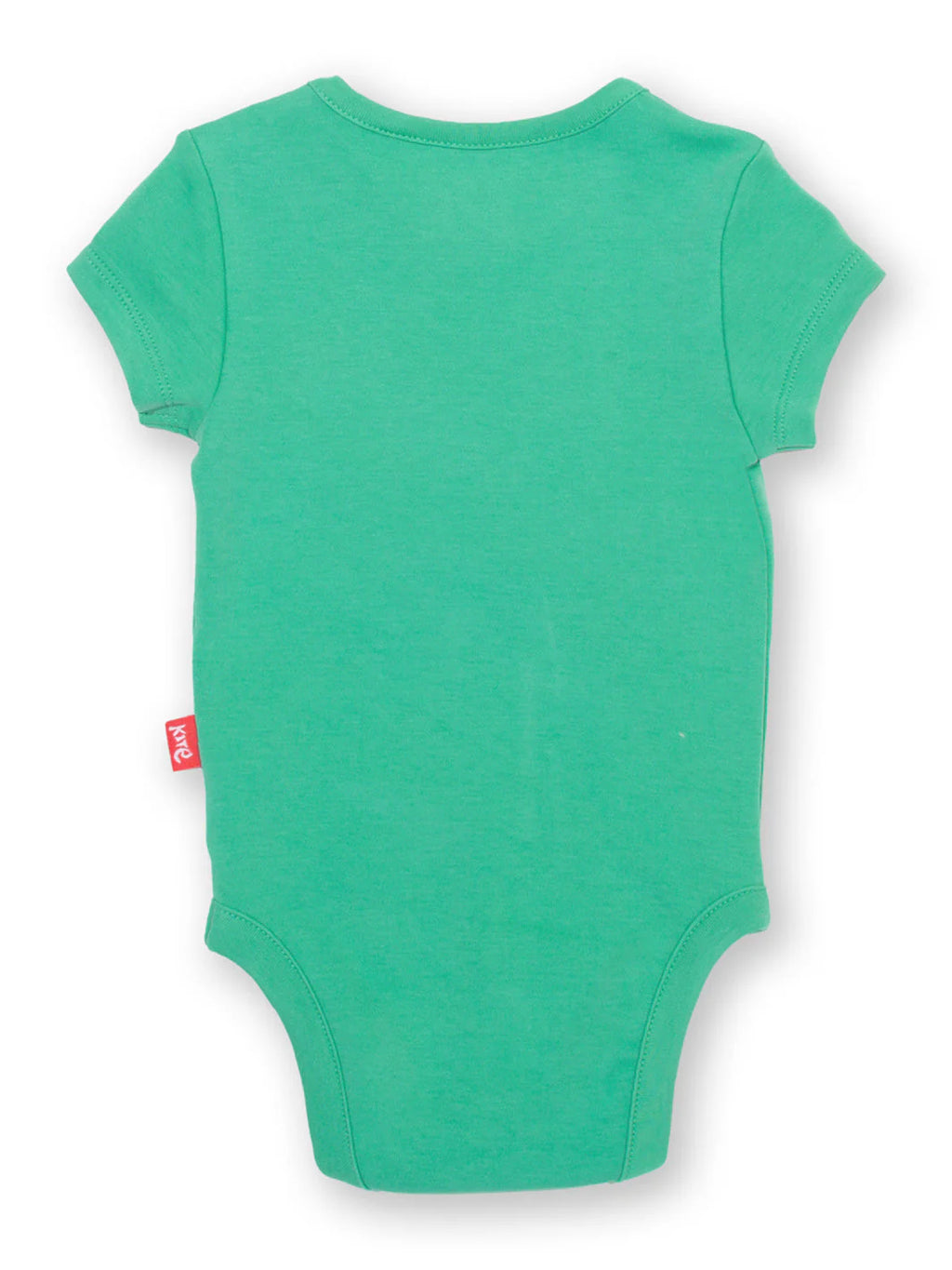 Green baby onesie on a white background