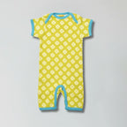 Sulphur spring green clover print organic cotton summer suit romper for babies — Baby Goes Retro