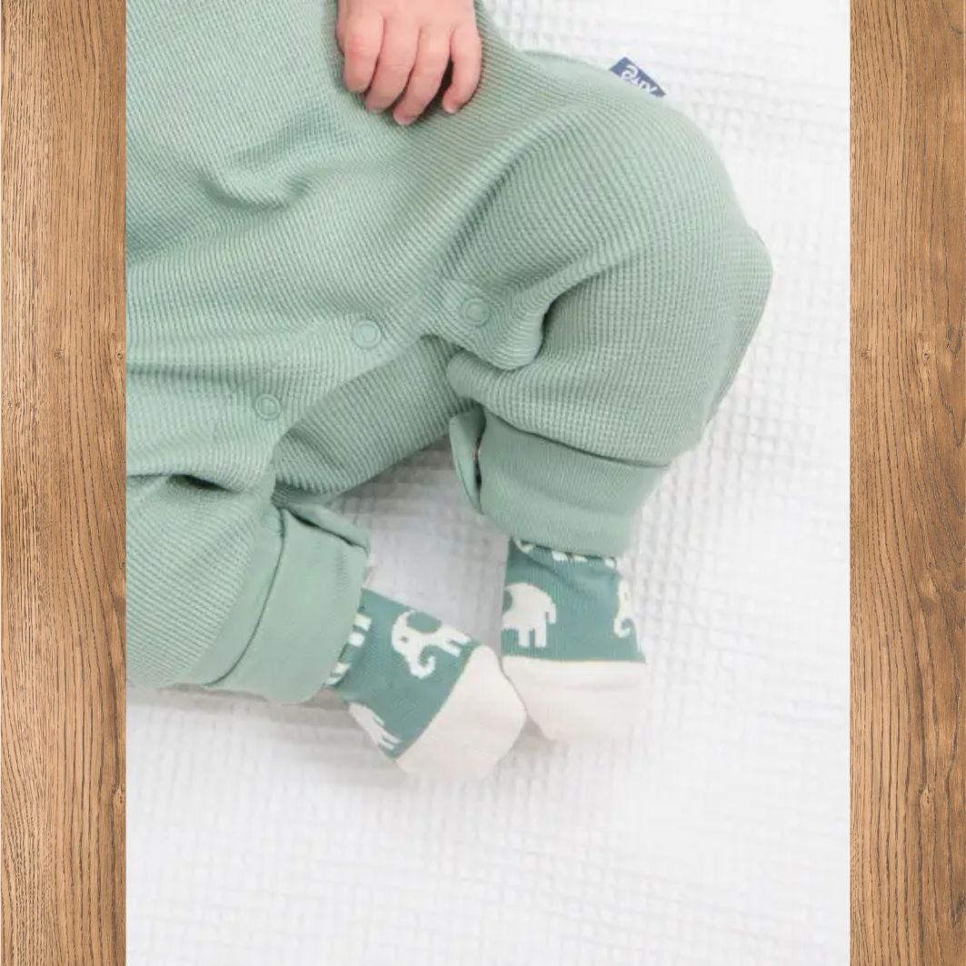 Ele and me socks on little baby