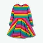 Colorful striped dress on a white background