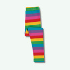 Colorful striped leggings on a white background