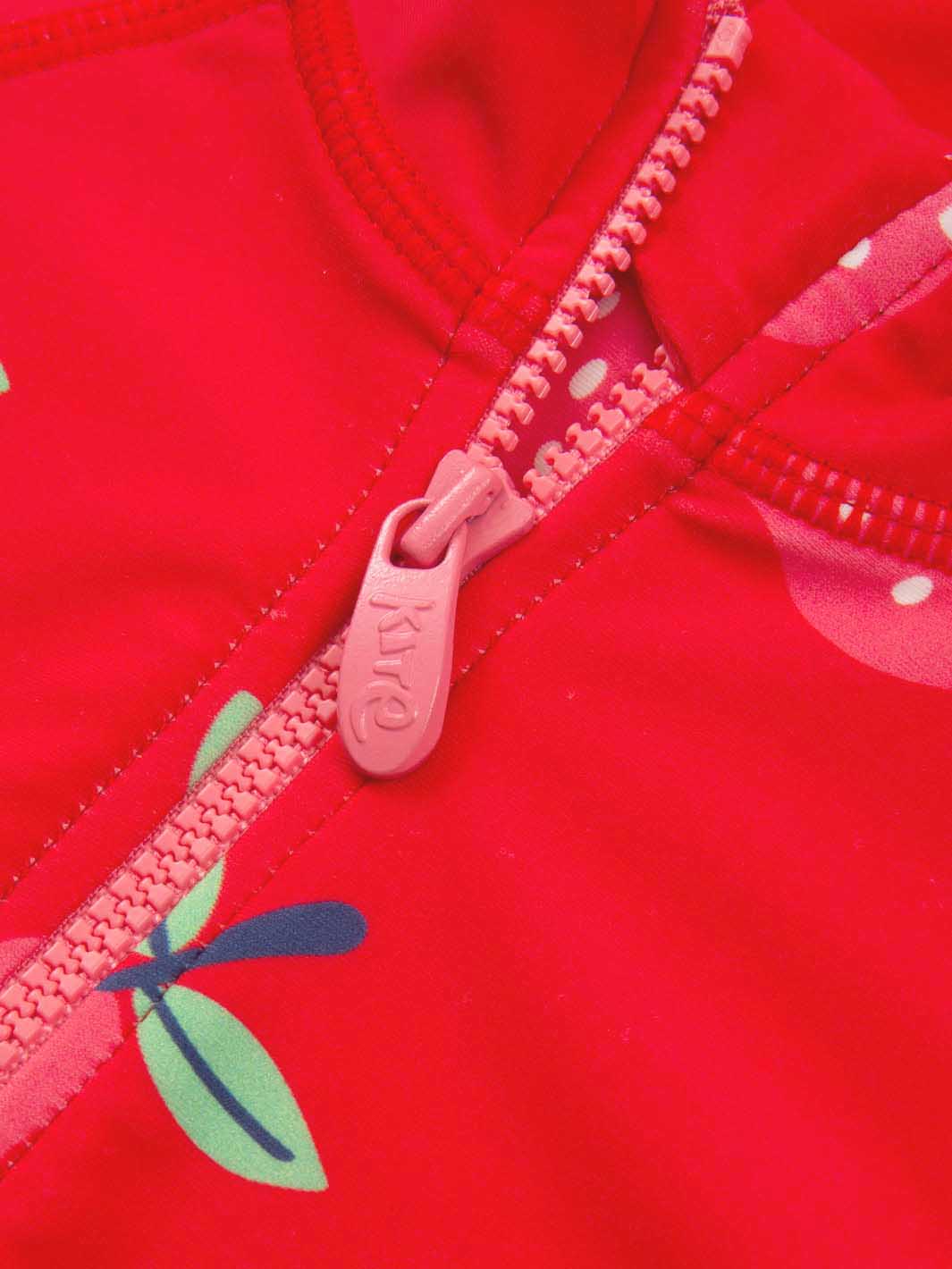 Close up of a red long sleeve kite swimsuit