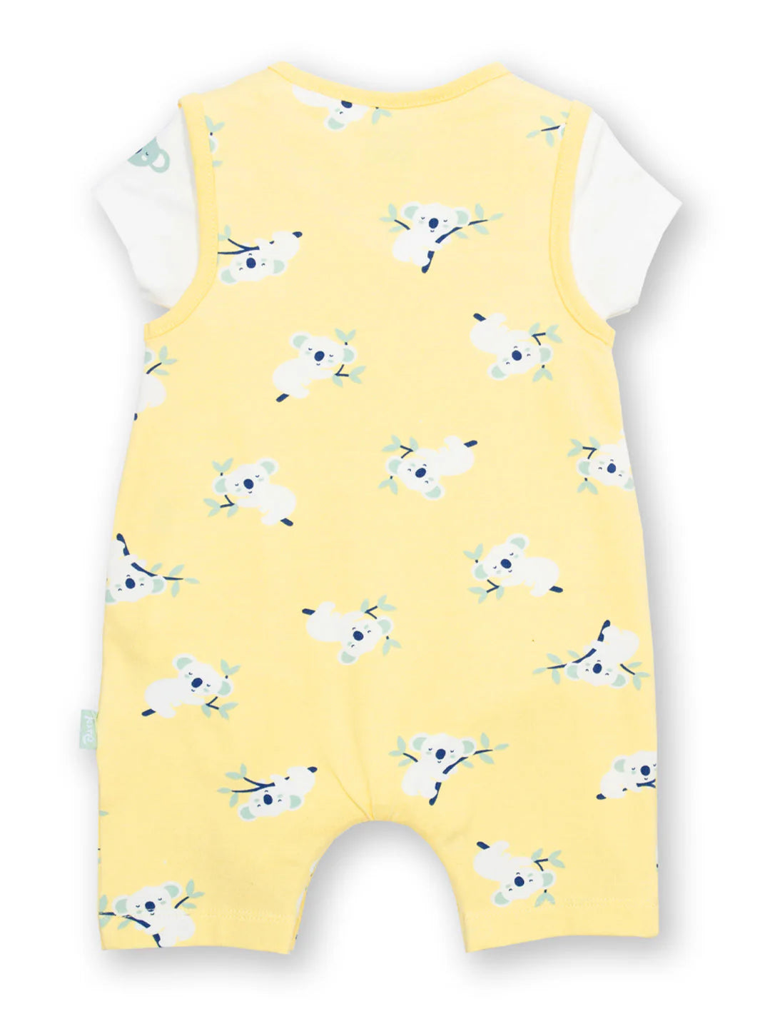 Yellow romper with airplane pattern on a white background