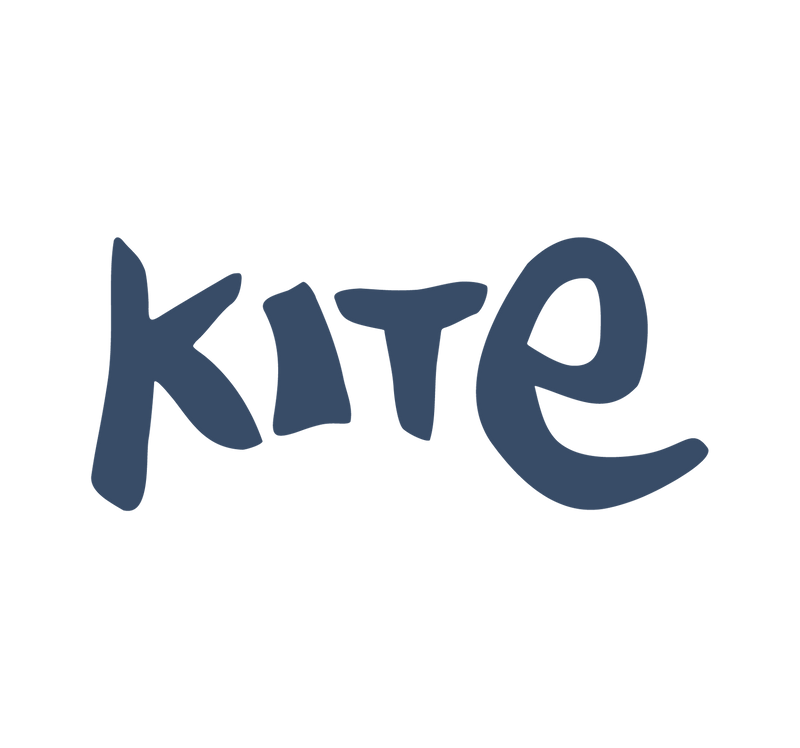 Blue 'Kite' logo on a white background