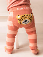Striped leggings with a jaguar face patch and 'Blade & Rose' branding on a white background