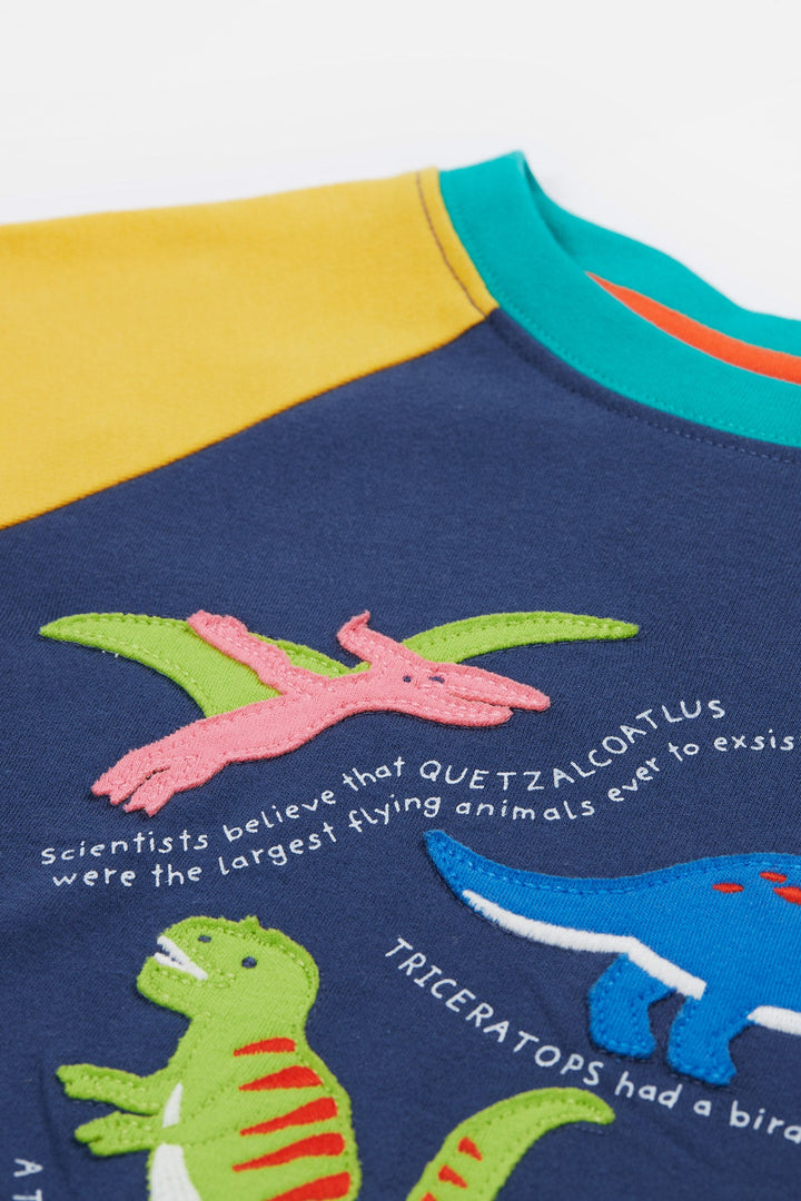 Frugi Renny Raglan Navy Blue/Dino T-Shirt Frugi T-shirts
