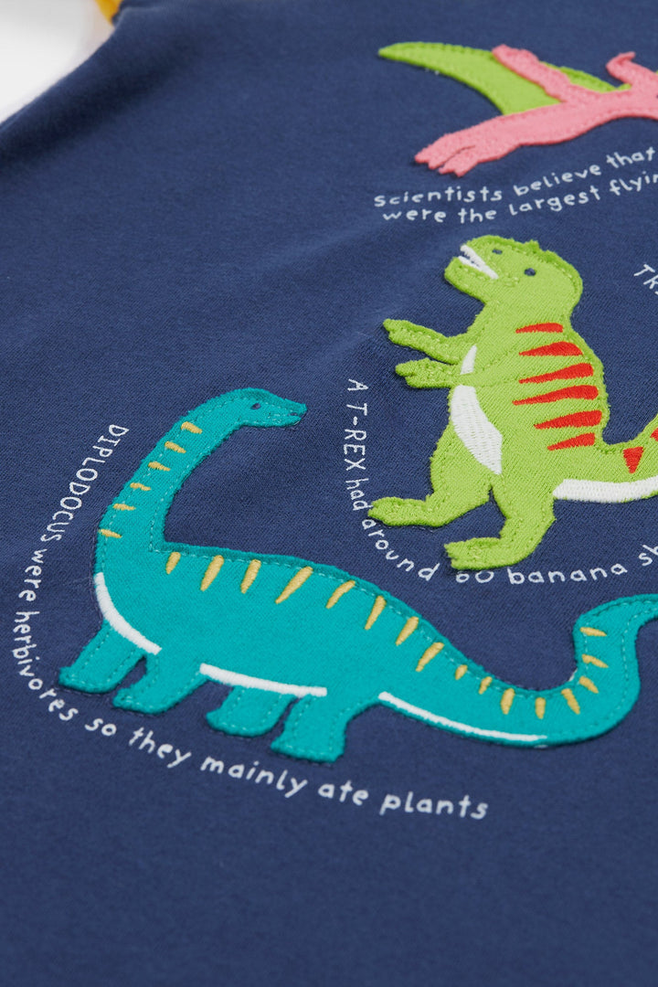 Frugi Renny Raglan Navy Blue/Dino T-Shirt Frugi T-shirts