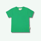 Green t-shirt on a light gray background